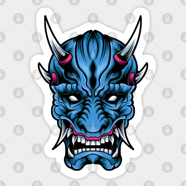 Illustrated Blue Oni Demon Sticker by HolidayBug